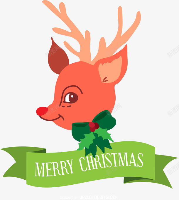元素可爱的红色鹿头矢量图ai免抠素材_88icon https://88icon.com 可爱的红色鹿头 圣诞节元素 矢量元素 矢量图