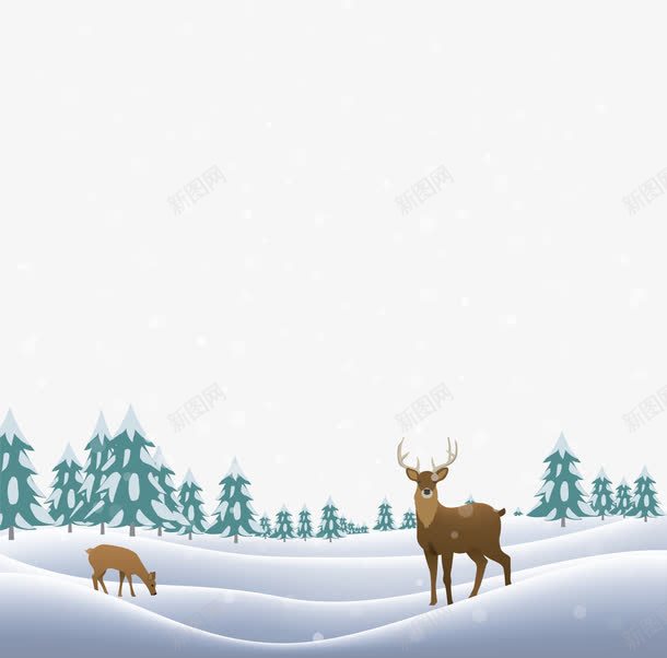 手绘雪中的鹿矢量图ai免抠素材_88icon https://88icon.com 动物 卡通 手绘 雪景 鹿 鹿免费png 矢量图