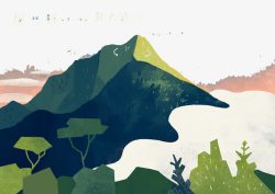 彩绘青山绿树图案素材