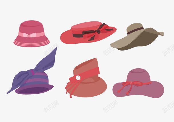 不同款式的女士帽子png免抠素材_88icon https://88icon.com 女士 帽子 款式