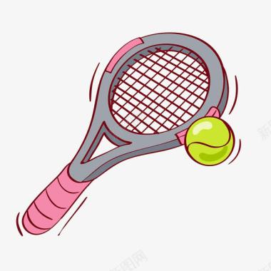 网球和网球拍插画图标图标