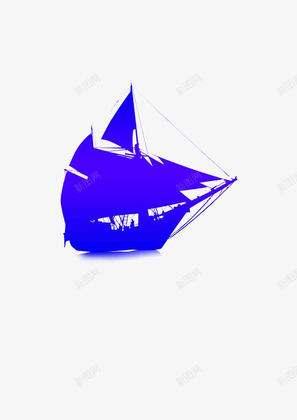 轮船剪影蓝色png免抠素材_88icon https://88icon.com 剪影 海 深蓝色 轮船