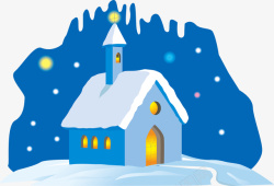 山谷中的教堂图片雪夜中的教堂背景矢量图高清图片