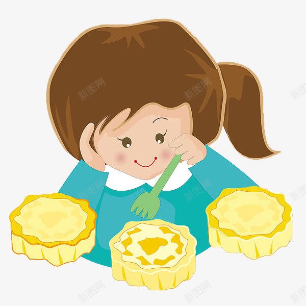 吃月饼的女孩png免抠素材_88icon https://88icon.com 中秋节 卡通 叉子 可爱的 小女孩 月饼 简笔
