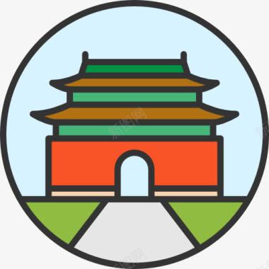 矢量清代建筑十三陵图标图标