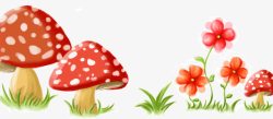 卡通蘑菇小花素材