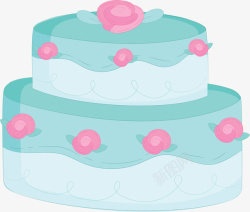 粉色花朵绿色蛋糕矢量图素材