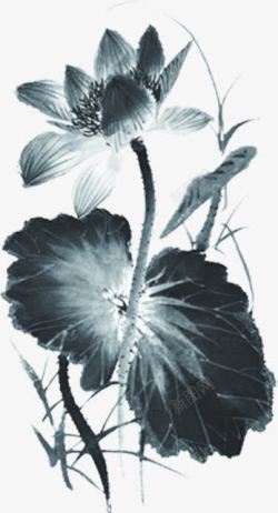 创意中国风笔墨效果花朵素材