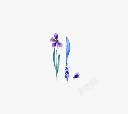 手绘小清新紫色花朵素材