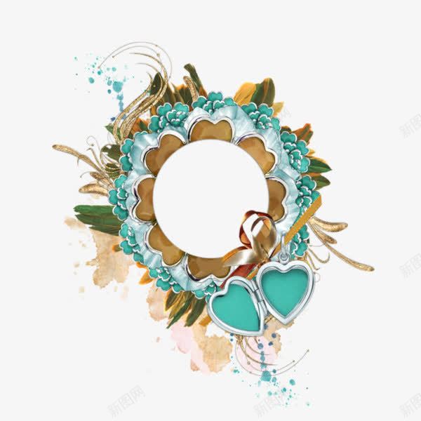 创意合成效果蓝色花卉植物爱心形状圆形边框png免抠素材_88icon https://88icon.com 创意 合成 圆形 形状 效果 植物 爱心 花卉 蓝色 边框