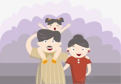 紫色一家亲子照高清图片