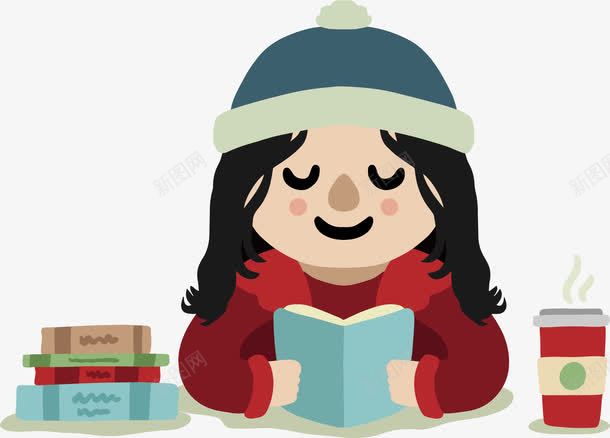 冬日阅读的女孩png免抠素材_88icon https://88icon.com 书籍 儿童阅读 冬季 女孩阅读 看书 阅读
