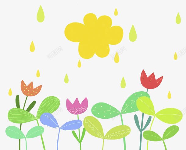 云中的花朵png免抠素材_88icon https://88icon.com 云 卡通手绘 花 雨 雨丝帘 雨天下雨 雨滴