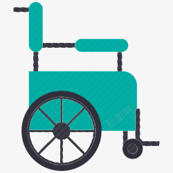 残疾人轮椅绿色漫画素材