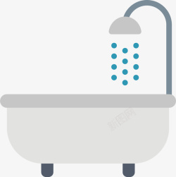 浴缸加淋浴矢量图素材