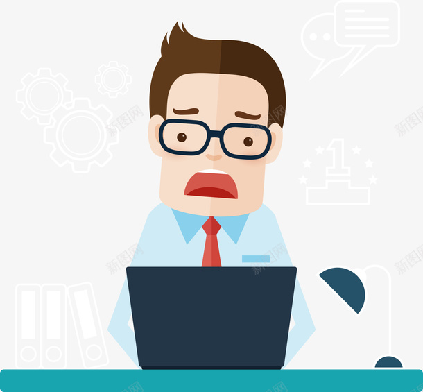 工作中的商务男人矢量图eps免抠素材_88icon https://88icon.com 人物 卡通男人 商务男人 工作 矢量男人 笔记本电脑 矢量图