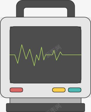 心跳检测卡通心电监护仪医疗仪器图标图标