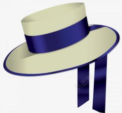蓝色丝带的白色帽子素材