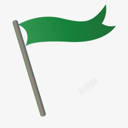 旗标绿色随风飘扬矢量图素材