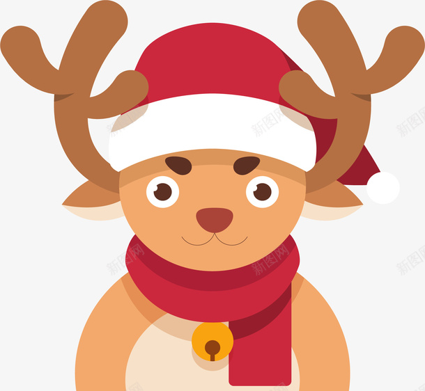 带着圣诞帽的驯鹿矢量图ai免抠素材_88icon https://88icon.com 可爱驯鹿 圣诞帽 圣诞节 圣诞节驯鹿 矢量png 驯鹿 矢量图