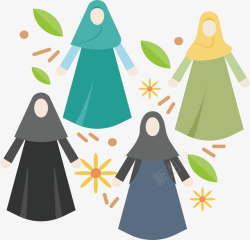 阿拉伯女人花纹矢量图素材