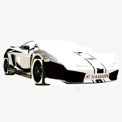 黑白跑车汽车赛车矢量图素材