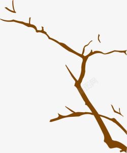 棕色手绘漫画树枝装饰素材