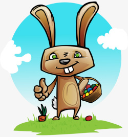可爱手绘可爱兔子提篮子矢量图素材