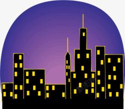 城市夜景风景插画矢量图素材
