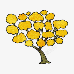 手绘黄色树木素材
