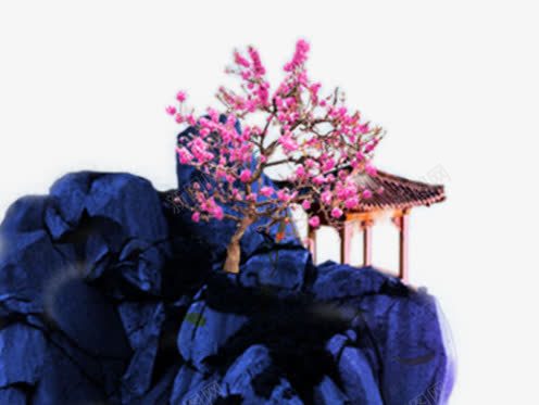 中国风水墨登高png免抠素材_88icon https://88icon.com 中国风水墨登高 亭子 大山 桃花