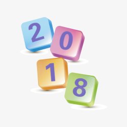 彩色方形2018字体素材