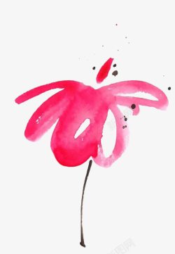 一朵手绘粉色花素材