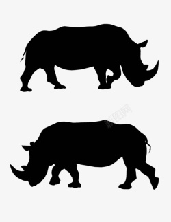 黑色剪影犀牛动物素材