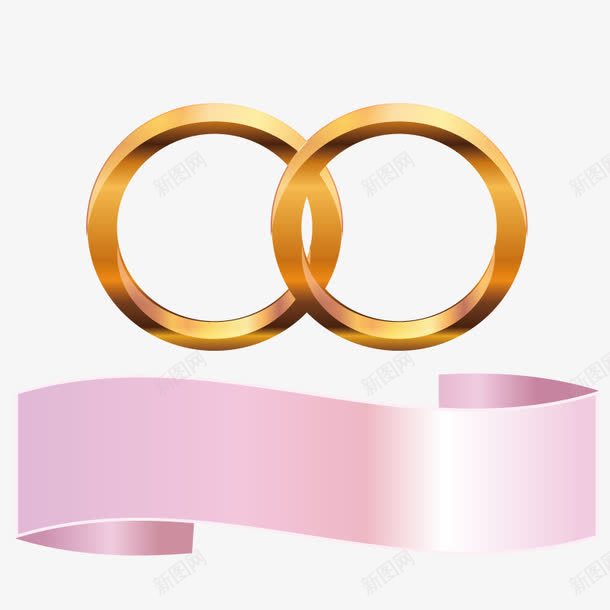 粉色彩带png免抠素材_88icon https://88icon.com 婚礼 形状 甜美 金环 食品