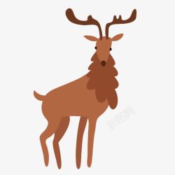 小鹿动物手绘片素材