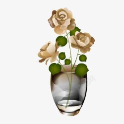 插玫瑰花的花瓶素材