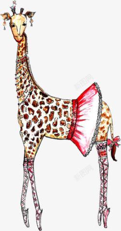 彩绘长颈鹿裙子六一儿童节素材