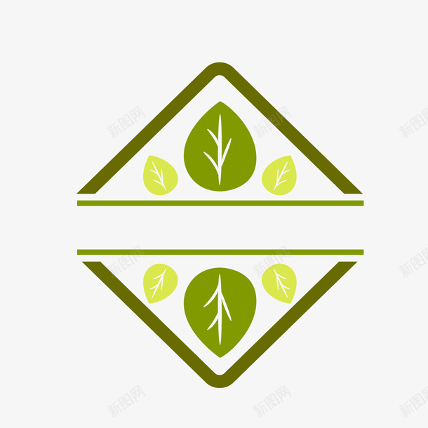 绿色食品标签文案背景png免抠素材_88icon https://88icon.com 卡通叶子 文案背景 绿色叶子 绿色食品标签