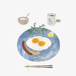美食煎蛋水彩画素材