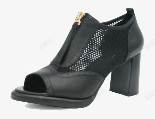Dmou瑅茉女鞋png免抠素材_88icon https://88icon.com Dmou瑅茉 女鞋 拉链 牛皮高跟鞋 网纱 透气 黑色