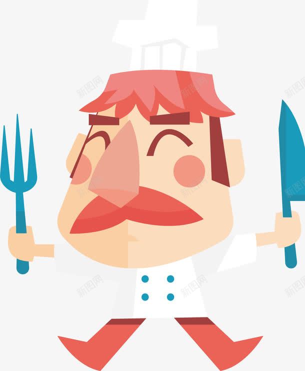 拿着刀叉的厨师png免抠素材_88icon https://88icon.com 做饭啦 卡通厨师 厨师 厨师海报 拿着刀叉 矢量png