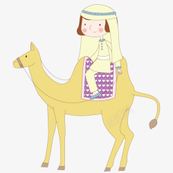 小女孩骑着骆驼矢量图素材