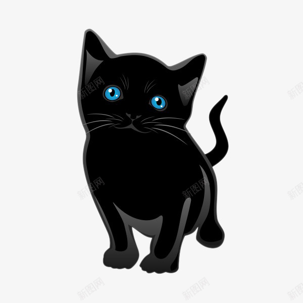 波斯猫psd免抠素材_88icon https://88icon.com 波斯猫插画 猫 蓝眼睛 黑色