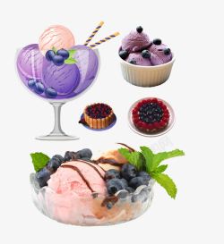 水果冰淇淋和水果拼盘素材