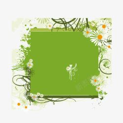 绿色花纹文案背景元素春天素材