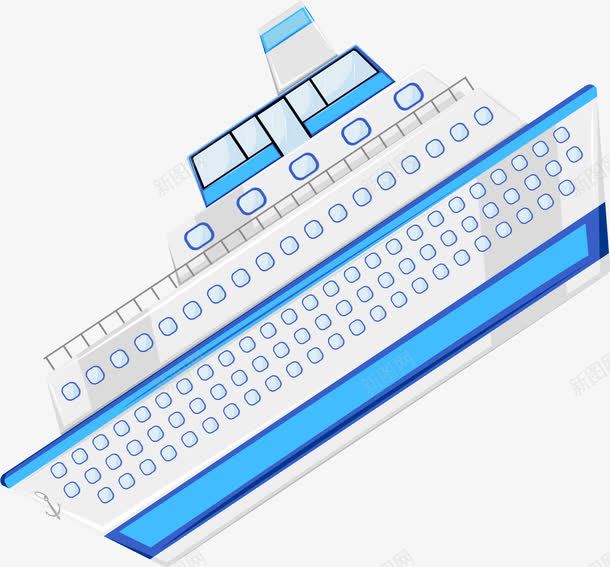 蓝色简约游轮png免抠素材_88icon https://88icon.com 卡通轮船 小船 旅游 简约游轮 蓝色游轮 装饰图案