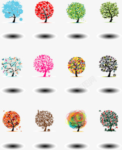 彩色创意树卡片矢量图素材