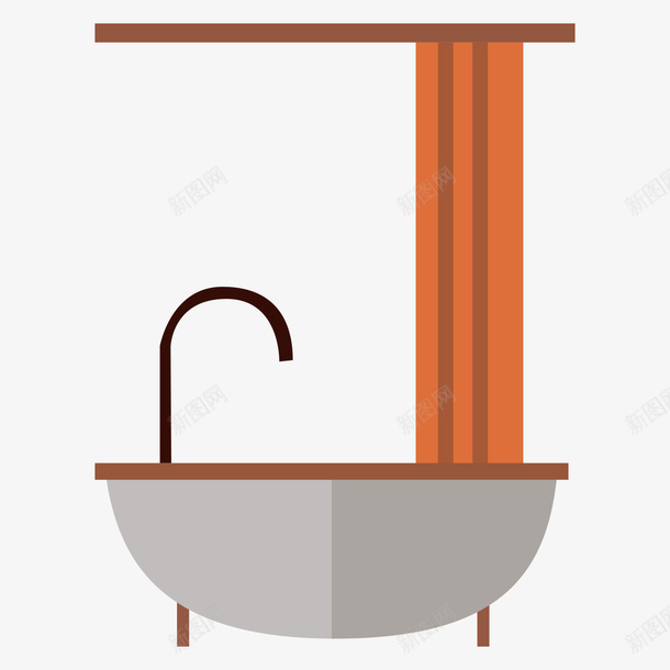 手绘的洗浴间png免抠素材_88icon https://88icon.com png图形 png装饰 洗浴间 浴盆 窗帘 装饰