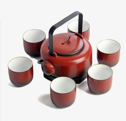 红色古典茶具整套茶具素材
